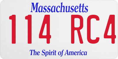 MA license plate 114RC4