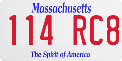 MA license plate 114RC8
