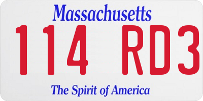 MA license plate 114RD3