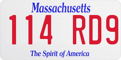 MA license plate 114RD9