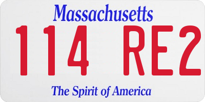 MA license plate 114RE2