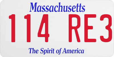 MA license plate 114RE3