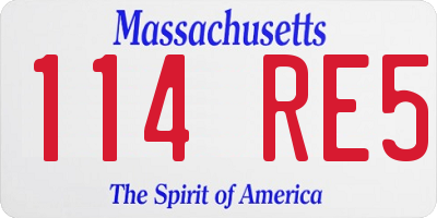 MA license plate 114RE5