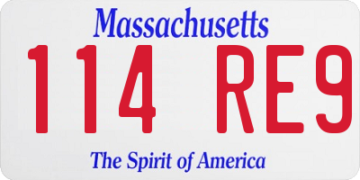 MA license plate 114RE9