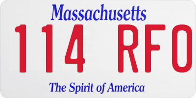 MA license plate 114RF0