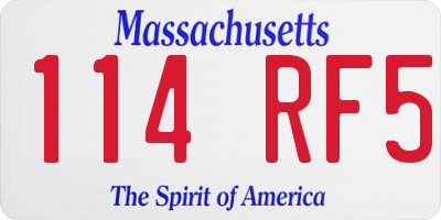 MA license plate 114RF5