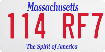 MA license plate 114RF7