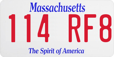 MA license plate 114RF8