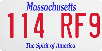 MA license plate 114RF9