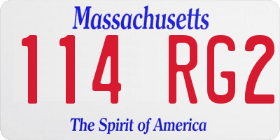 MA license plate 114RG2