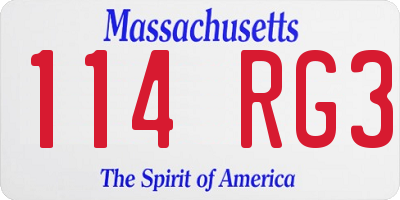 MA license plate 114RG3