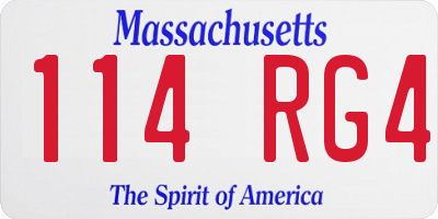 MA license plate 114RG4