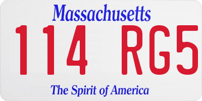 MA license plate 114RG5
