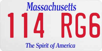 MA license plate 114RG6