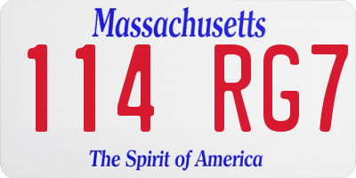 MA license plate 114RG7