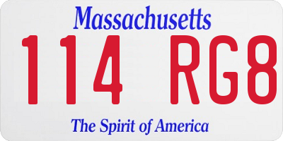 MA license plate 114RG8