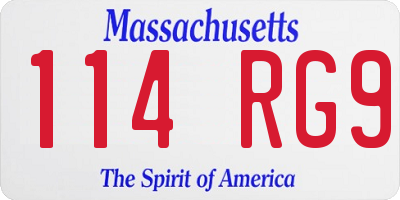 MA license plate 114RG9