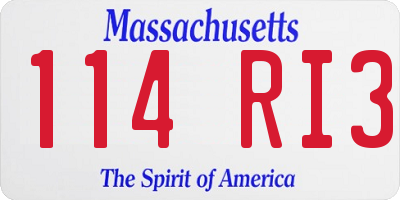 MA license plate 114RI3