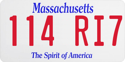 MA license plate 114RI7