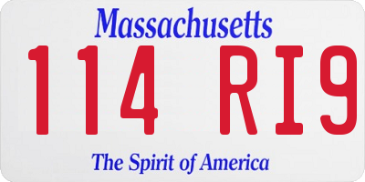MA license plate 114RI9