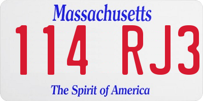 MA license plate 114RJ3