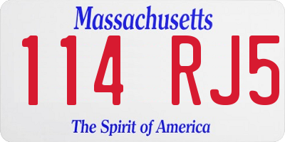 MA license plate 114RJ5