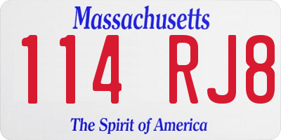 MA license plate 114RJ8