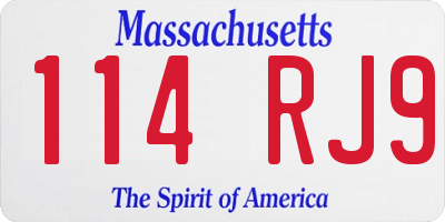 MA license plate 114RJ9