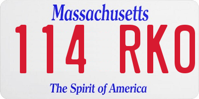 MA license plate 114RK0