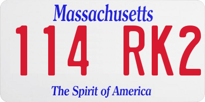 MA license plate 114RK2