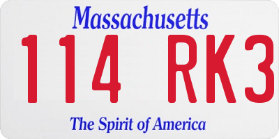 MA license plate 114RK3