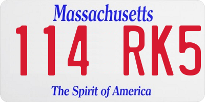 MA license plate 114RK5