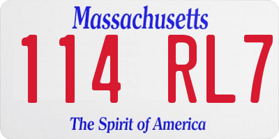 MA license plate 114RL7