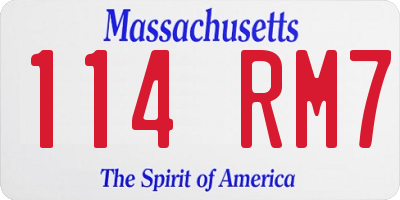 MA license plate 114RM7