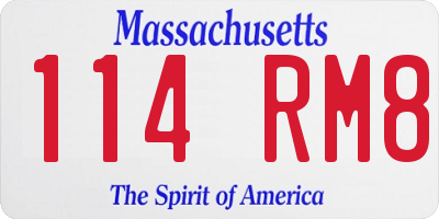 MA license plate 114RM8