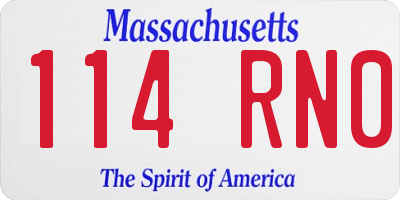 MA license plate 114RN0