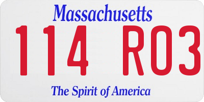 MA license plate 114RO3
