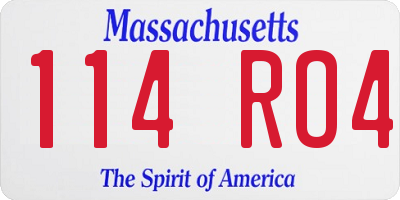 MA license plate 114RO4