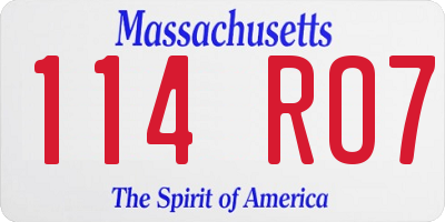 MA license plate 114RO7