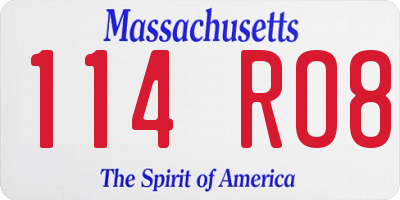 MA license plate 114RO8