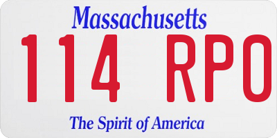 MA license plate 114RP0