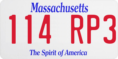 MA license plate 114RP3