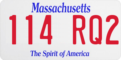 MA license plate 114RQ2