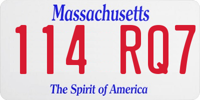 MA license plate 114RQ7