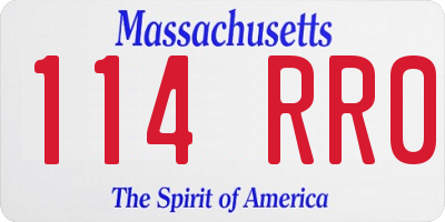 MA license plate 114RR0
