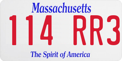 MA license plate 114RR3