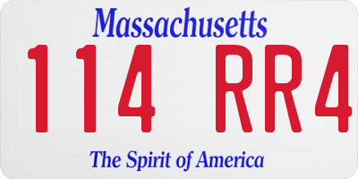 MA license plate 114RR4