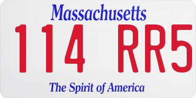 MA license plate 114RR5