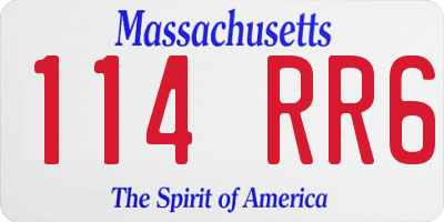 MA license plate 114RR6