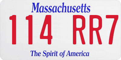 MA license plate 114RR7